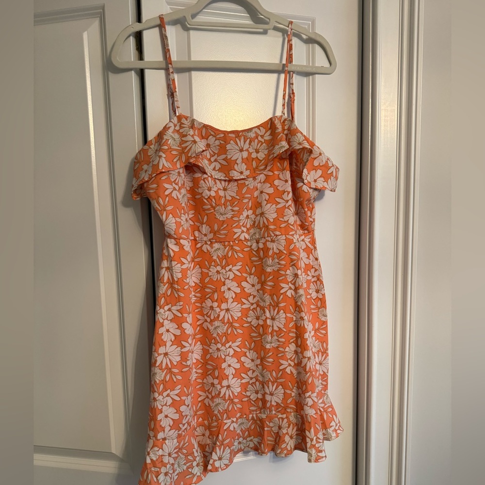 Row A - Spaghetti Strap Coral Printed Dress